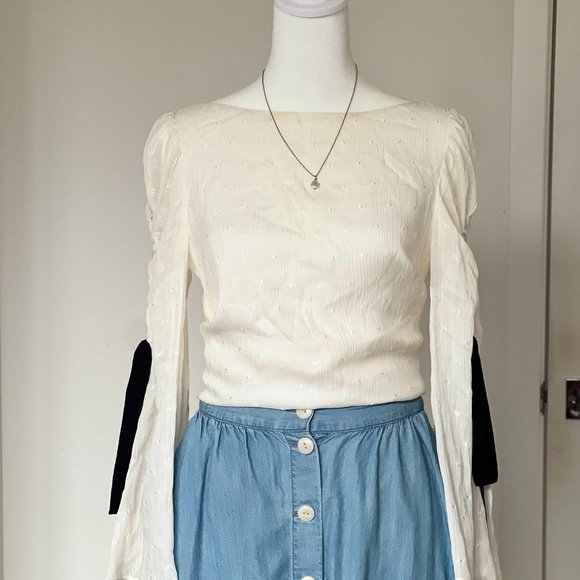 Club Monaco Priyalla Top Long Sleeve Cream Blouse - Picture 5 of 5